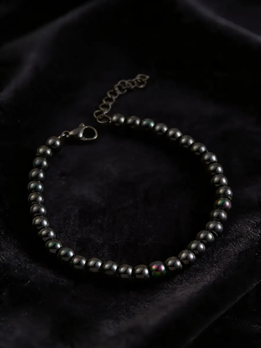 Pulsera de cuentas negras ajustable P-0031