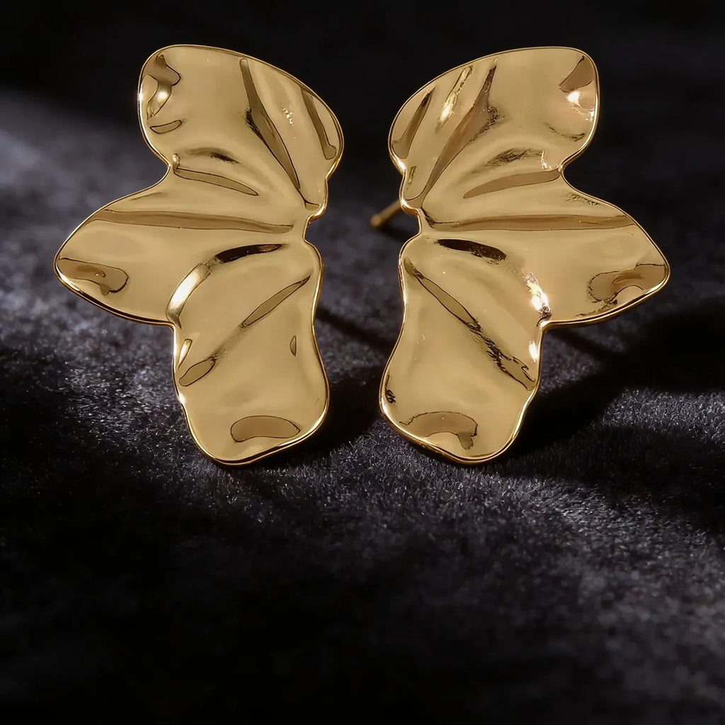 Aretes dorados forma orgánica abstracta A-0033
