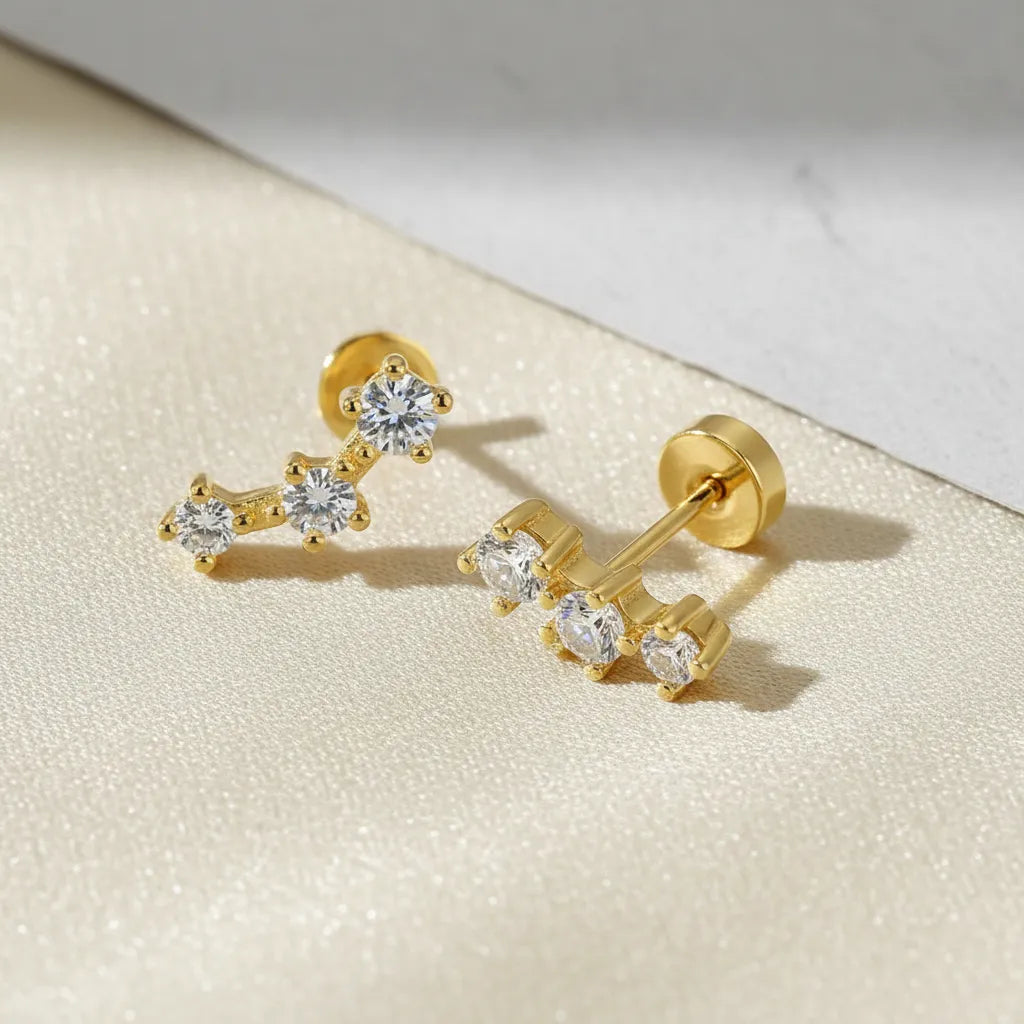 Aretes dorados ear cuff con zirconias A-0006