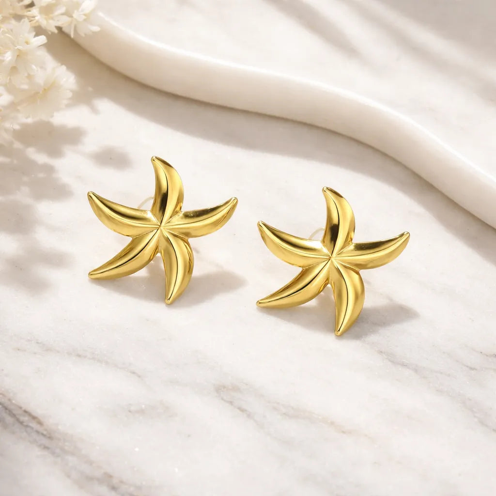 Aretes estrella de mar dorados A-0047