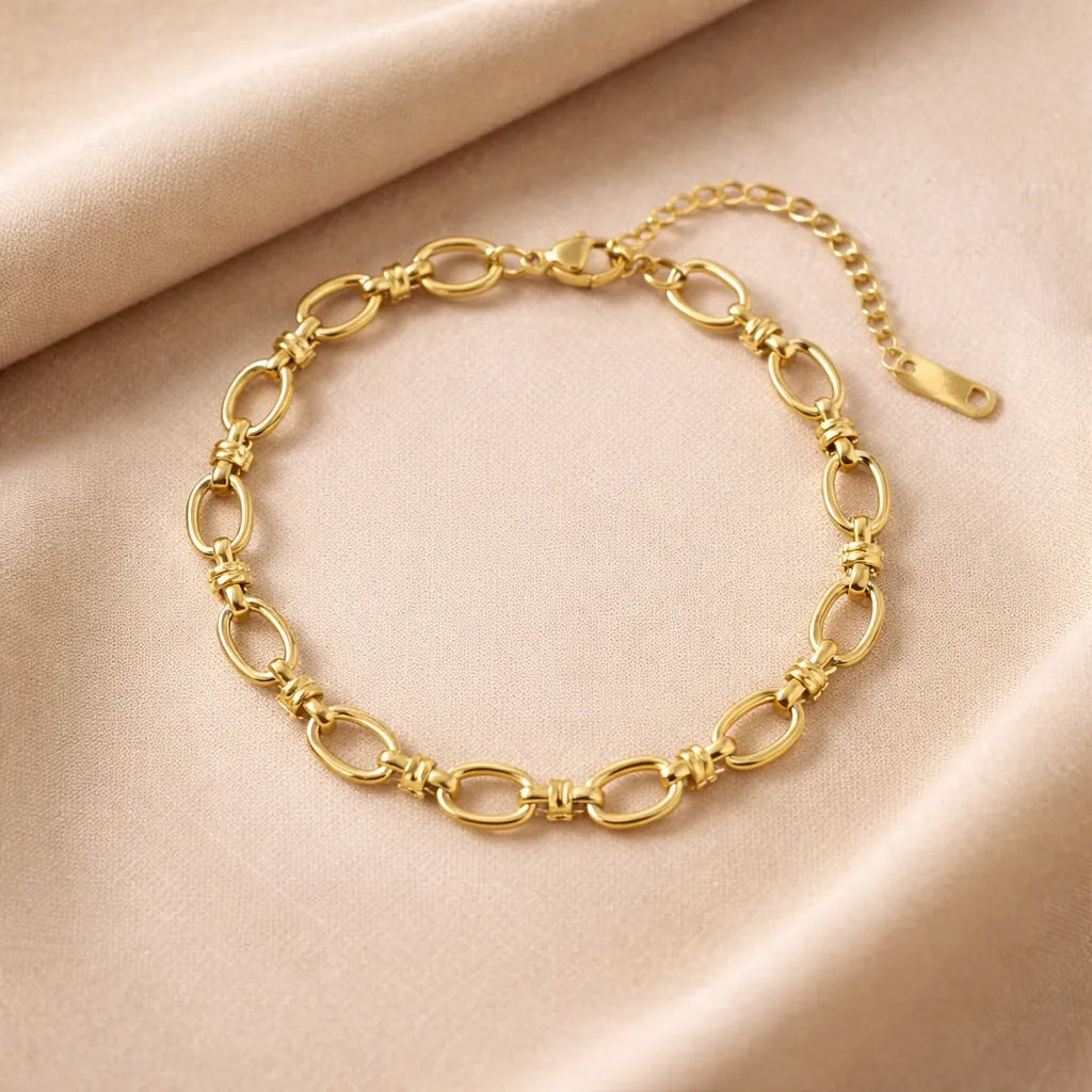 Pulsera de eslabones ovalados dorada P-0011