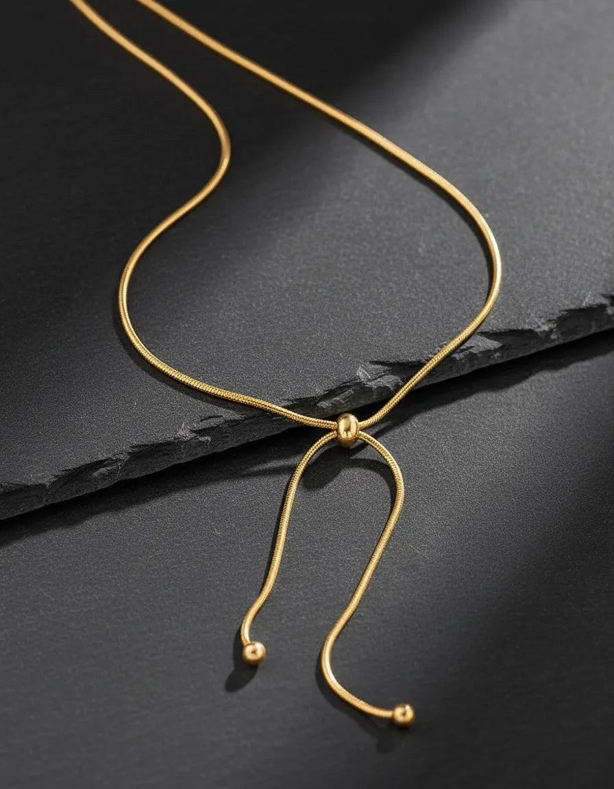 Collar dorado ajustable tipo lariat C-0002