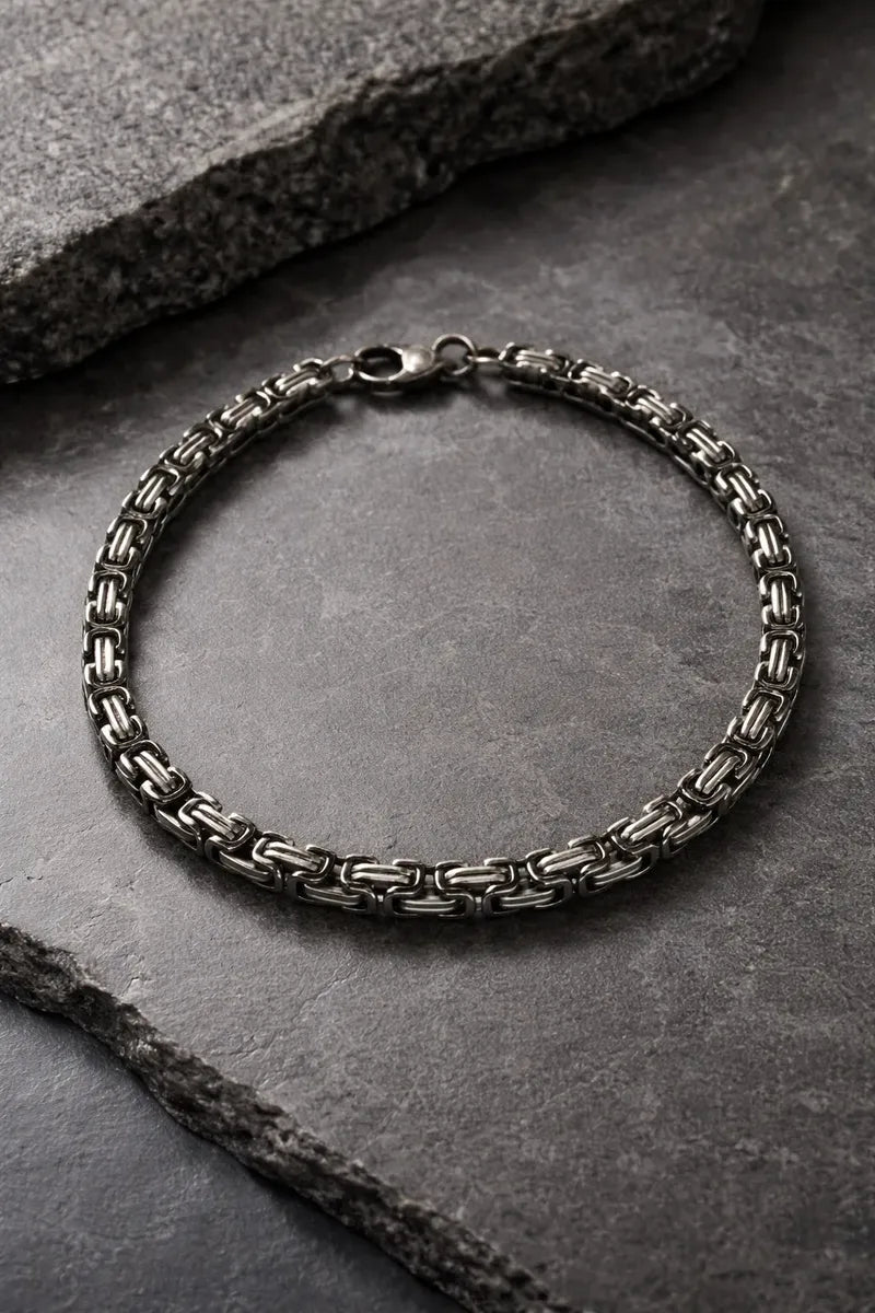 Pulsera tipo bizantina negra P-0027