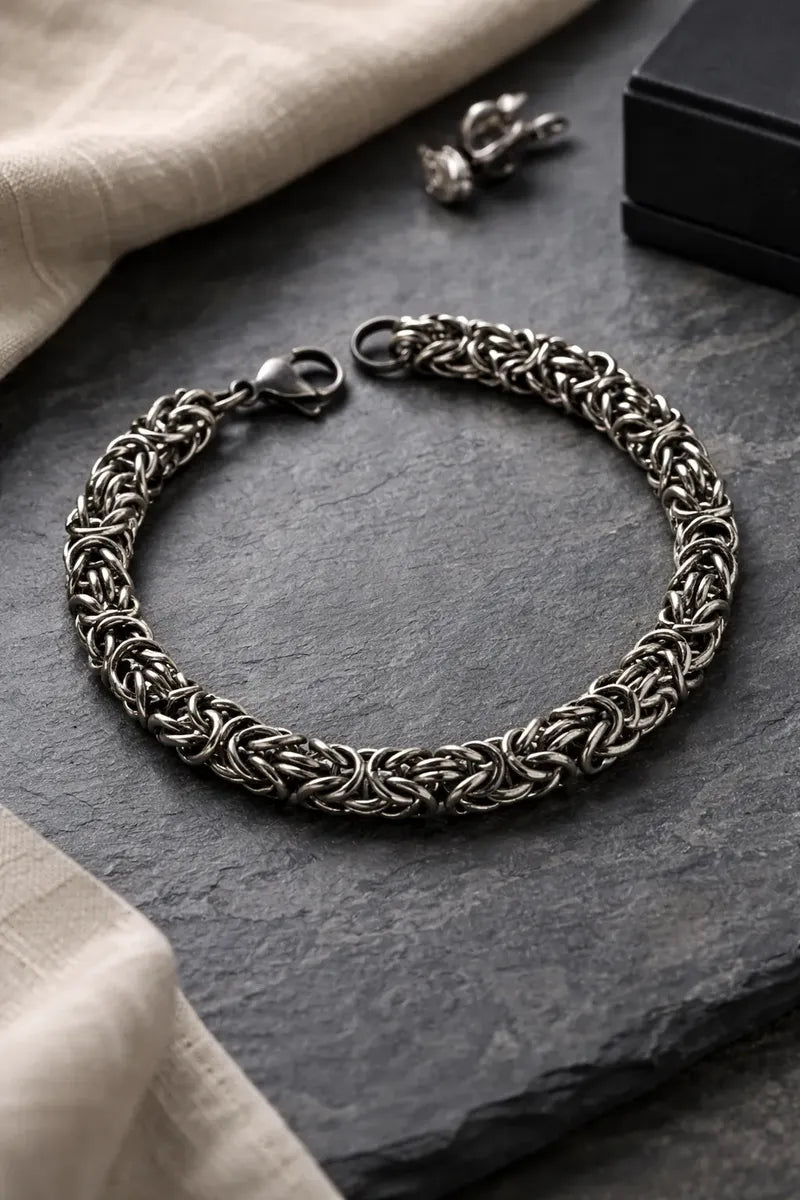 Pulsera tipo bizantina acero inoxidable P-0025