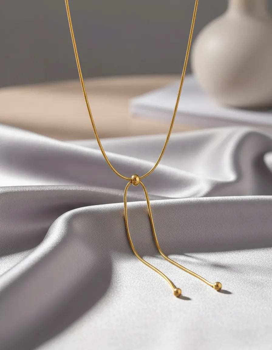 Collar dorado ajustable tipo lariat C-0002