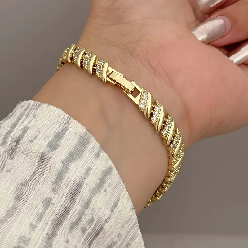 Set collar + pulsera dorado con zirconias | Elegante y brillante SET-0006