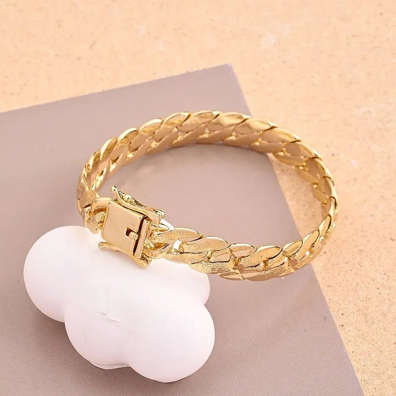 Set collar + pulsera tipo cubano dorado SET-0002