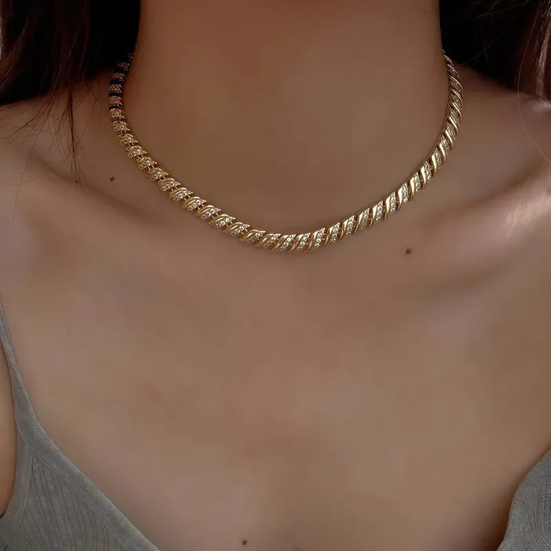 Set collar + pulsera dorado con zirconias | Elegante y brillante SET-0006